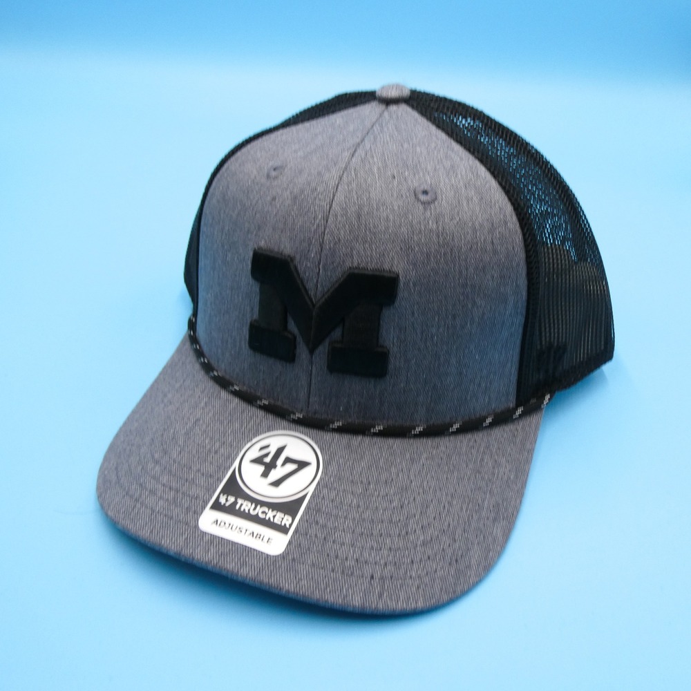 '47 Brand Hat Mens OSFA 47 Trucker Michigan Wolverines Gray Black Mesh Snapback